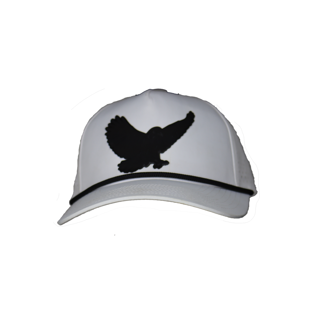 Black on Glossy Black Crow Leather Patch Hat