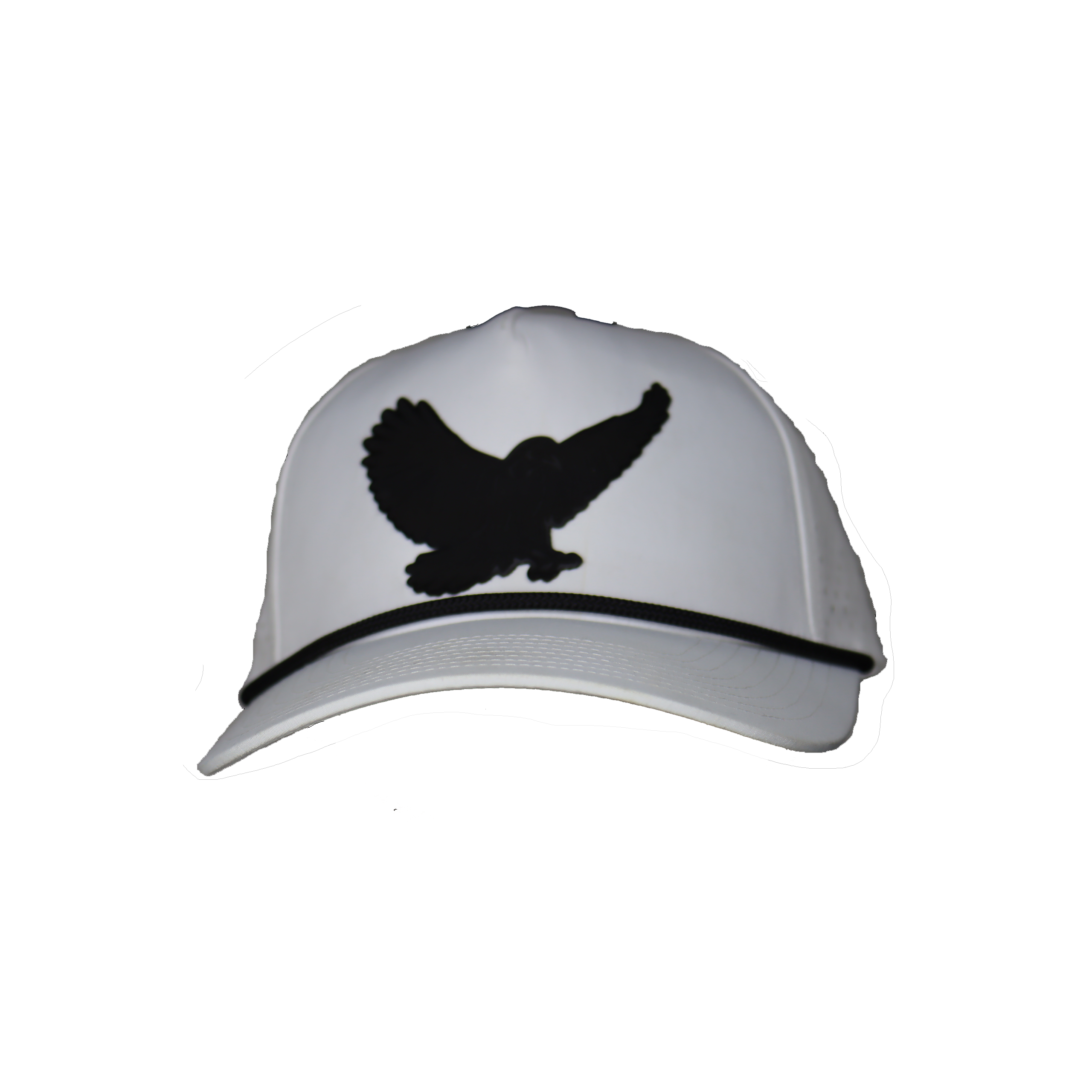 Black on Glossy Black Crow Leather Patch Hat