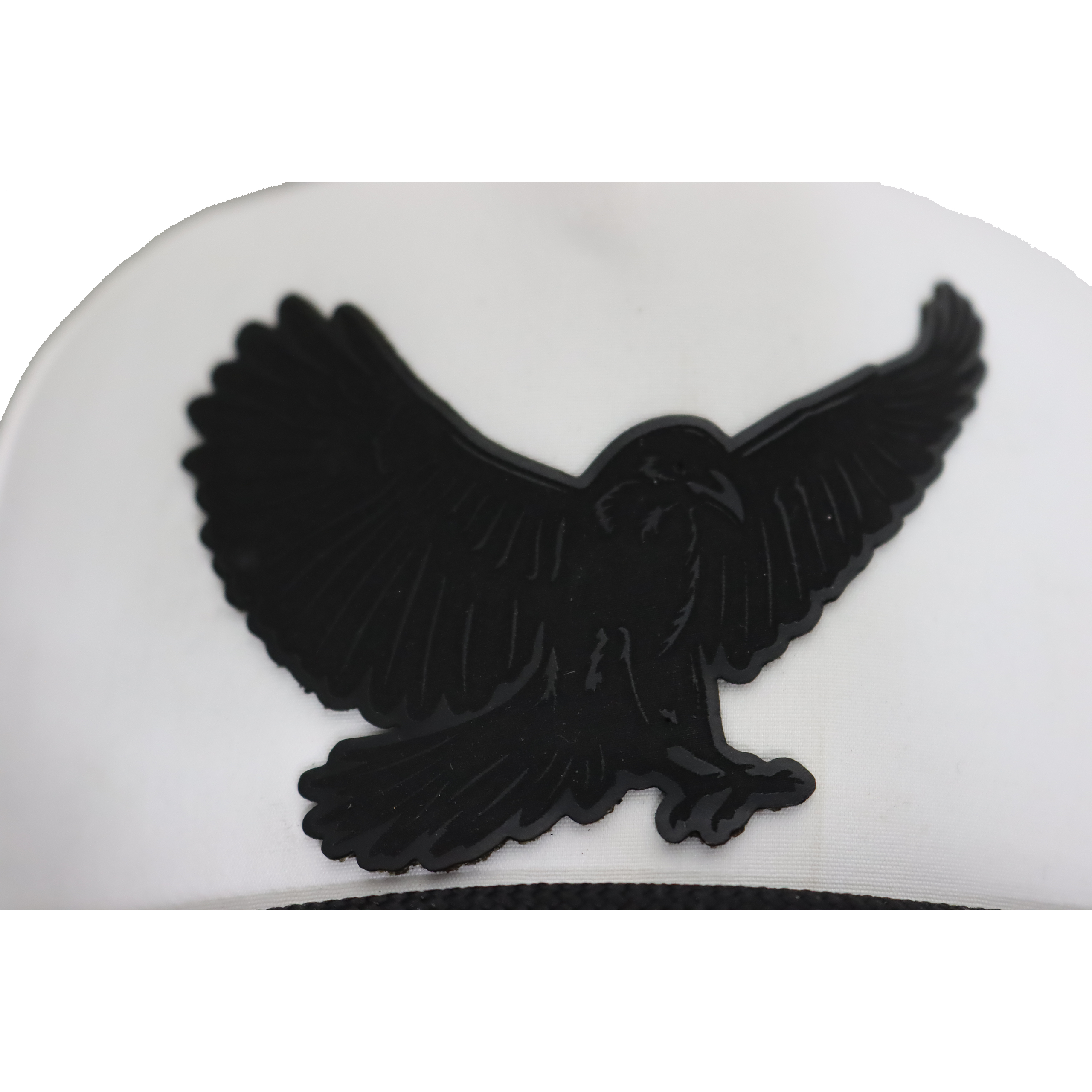 Black on Glossy Black Crow Leather Patch Hat