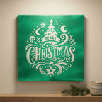 Merry Christmas Laser Etched Canvas Art | 8x8 Holiday Décor