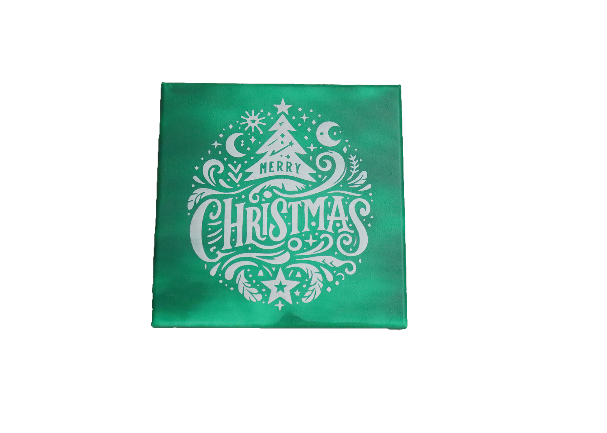 Merry Christmas Laser Etched Canvas Art | 8x8 Holiday Décor