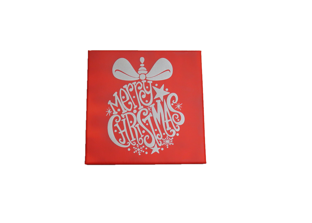 Merry Christmas Ornament Laser Etched Canvas Art | 8x8 Holiday Décor