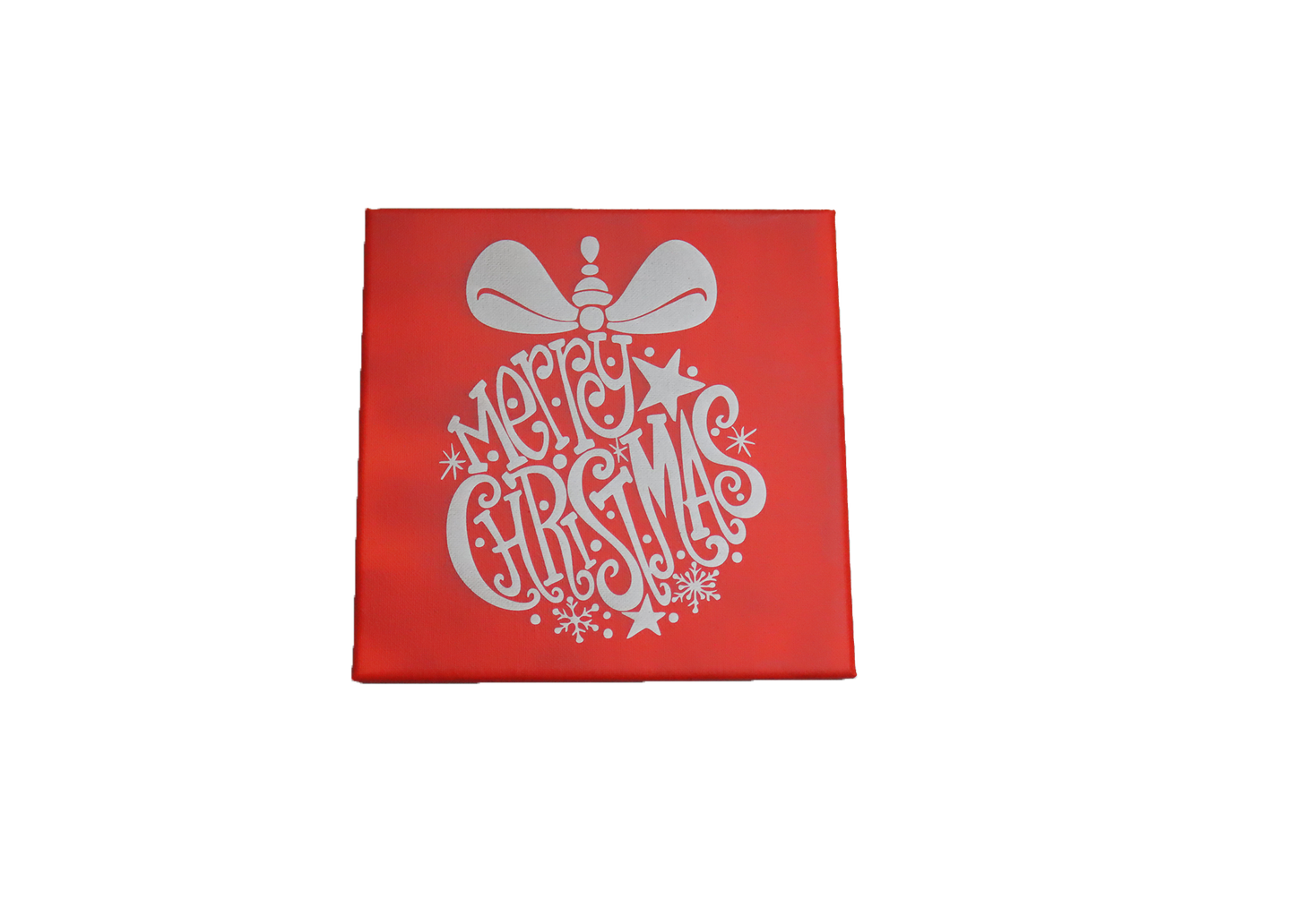 Merry Christmas Ornament Laser Etched Canvas Art | 8x8 Holiday Décor