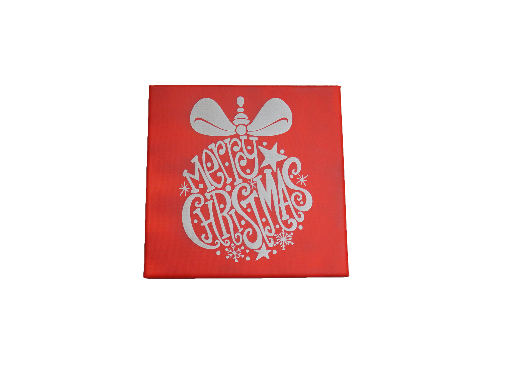 Merry Christmas Ornament Laser Etched Canvas Art | 8x8 Holiday Décor