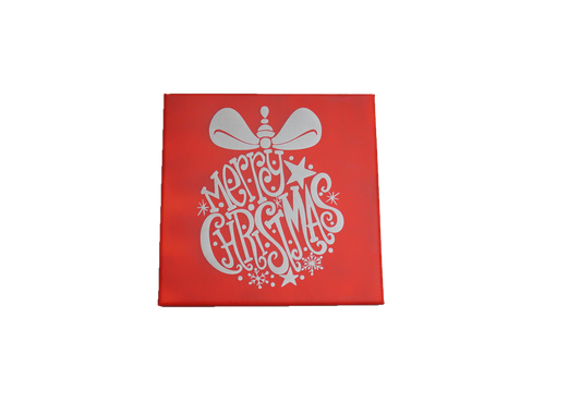 Merry Christmas Ornament Laser Etched Canvas Art | 8x8 Holiday Décor