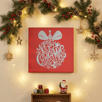 Merry Christmas Ornament Laser Etched Canvas Art | 8x8 Holiday Décor